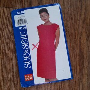 Vintage 90s Dress Sewing Pattern Size 12-16 See & Sew 6120 UNCUT